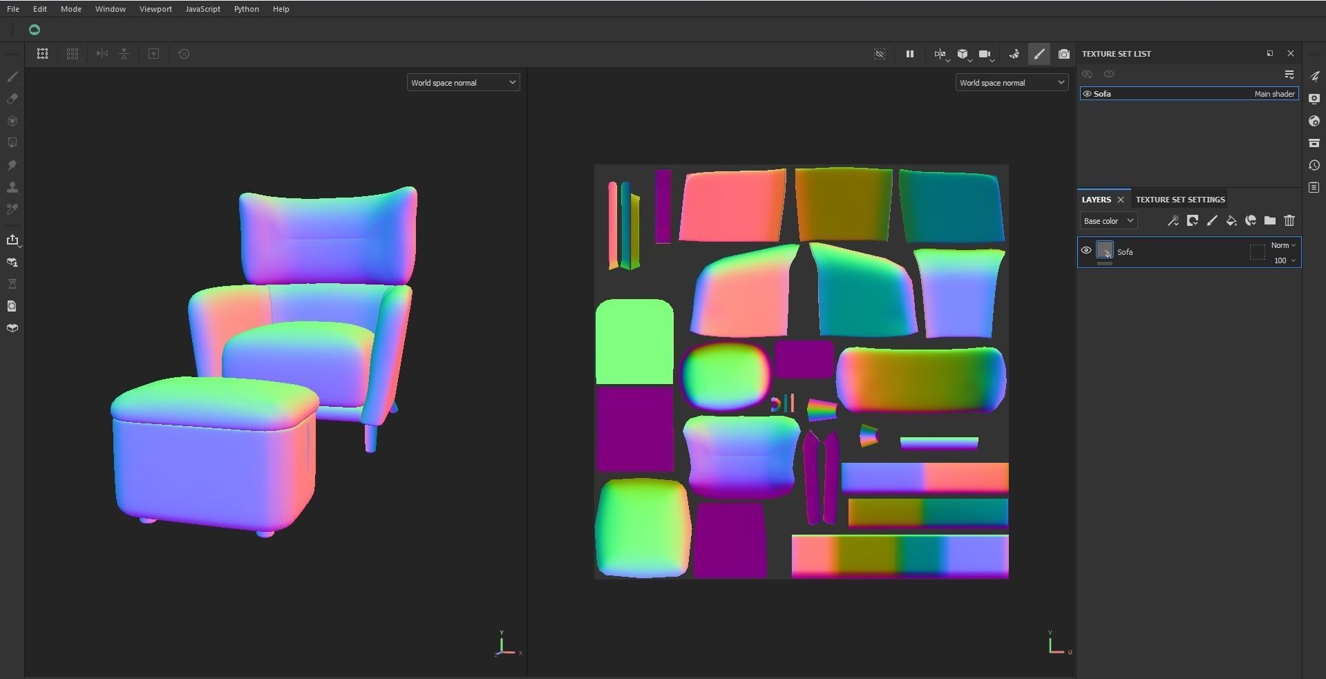 Fabric Armchair Low-poly 3D model_22