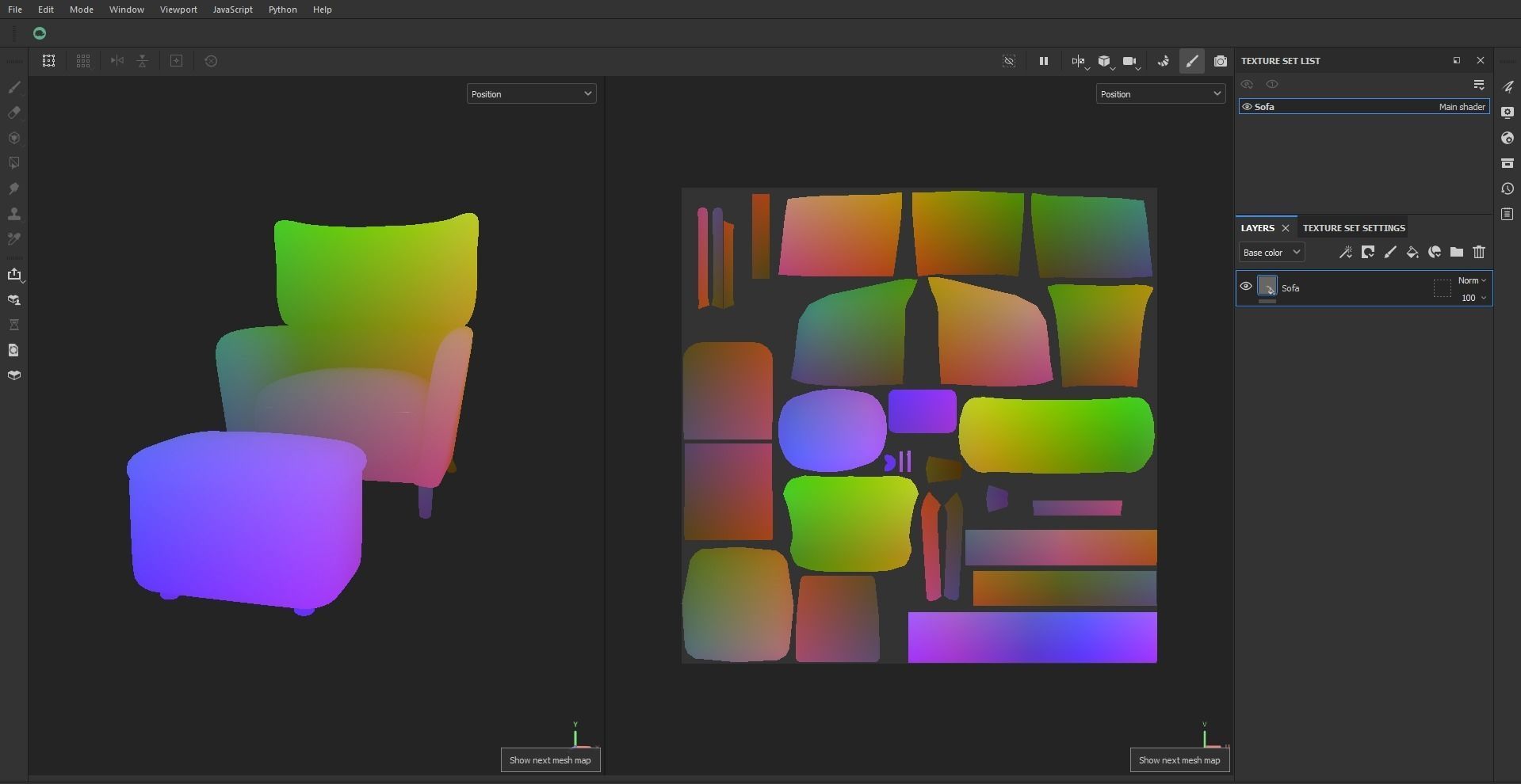 Fabric Armchair Low-poly 3D model_26