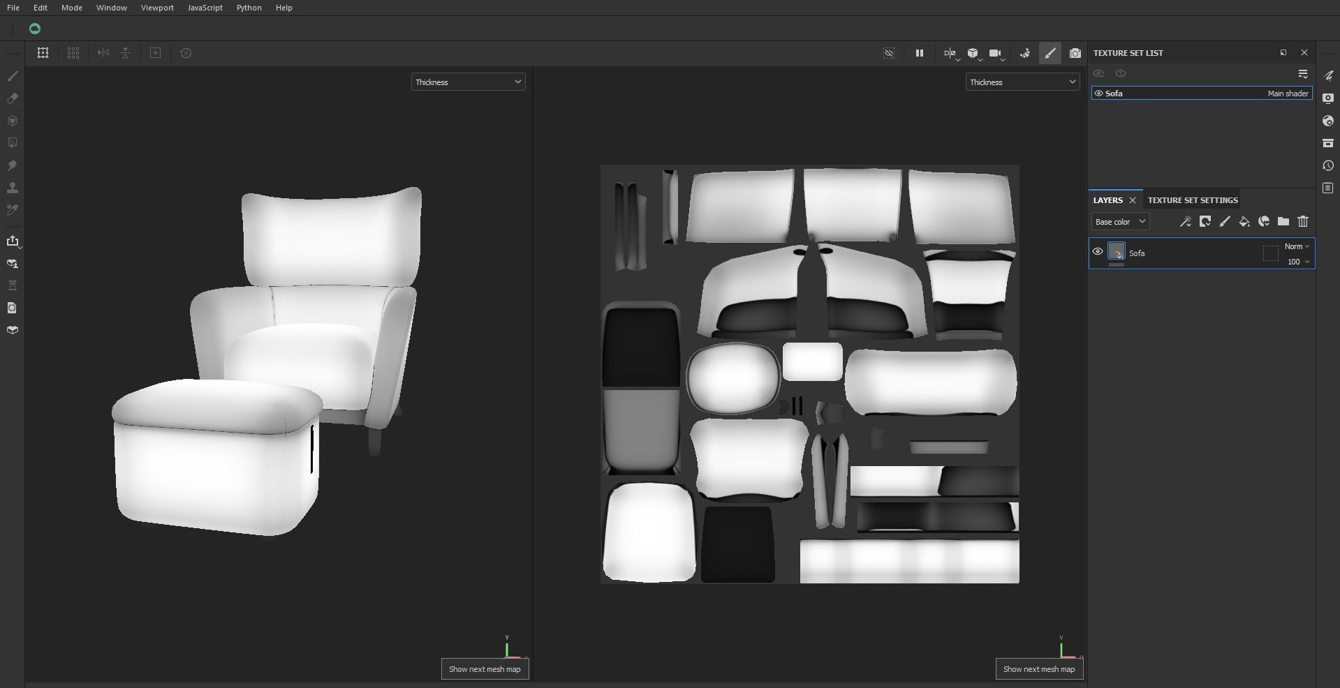 Fabric Armchair Low-poly 3D model_27