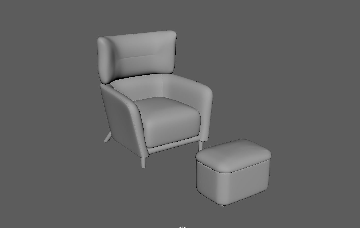 Fabric Armchair Low-poly 3D model_9