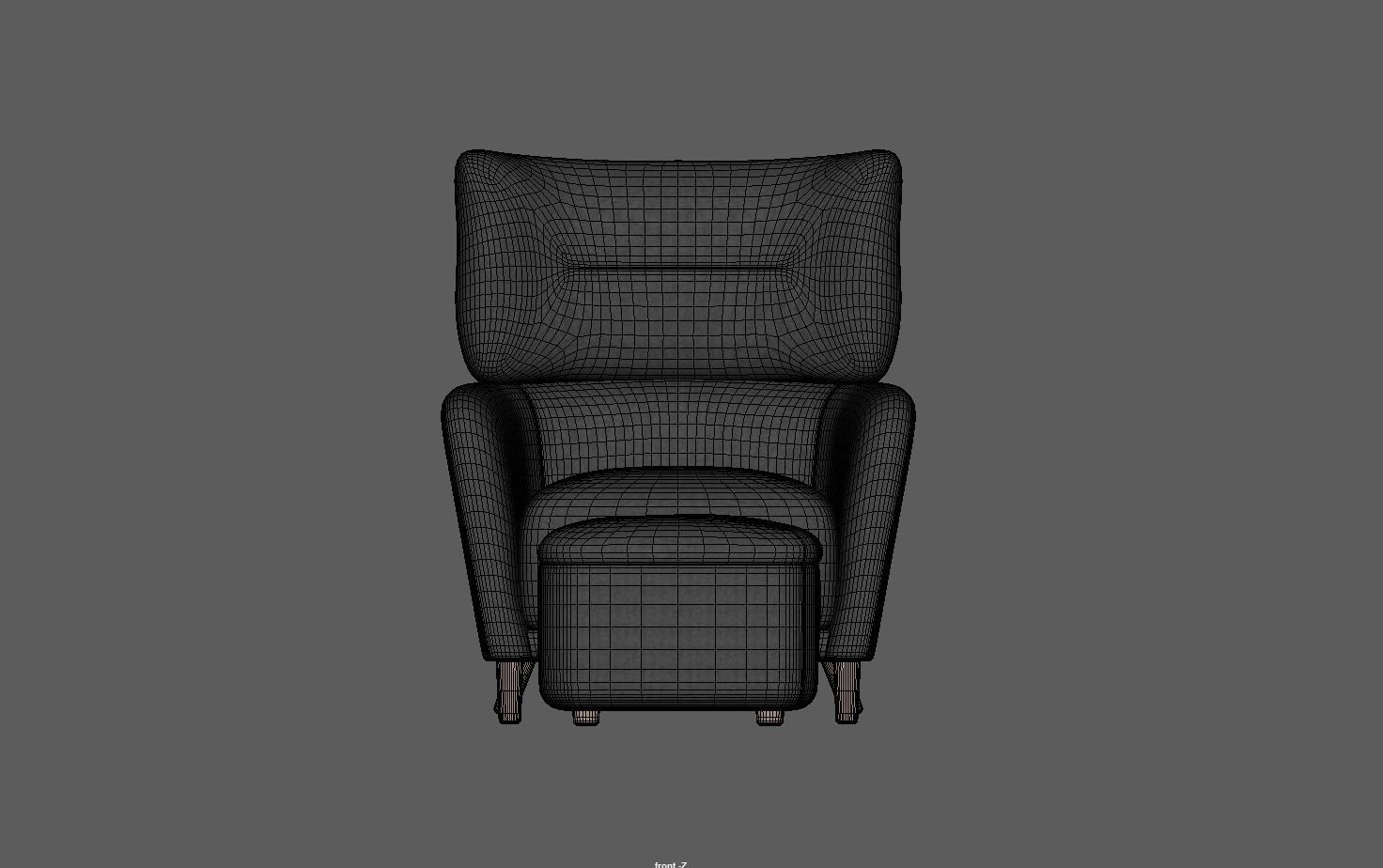 Fabric Armchair Low-poly 3D model_17