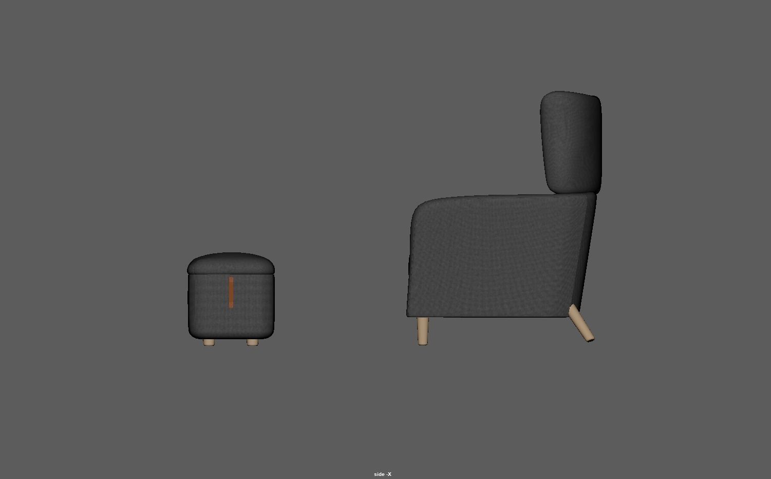 Fabric Armchair Low-poly 3D model_10