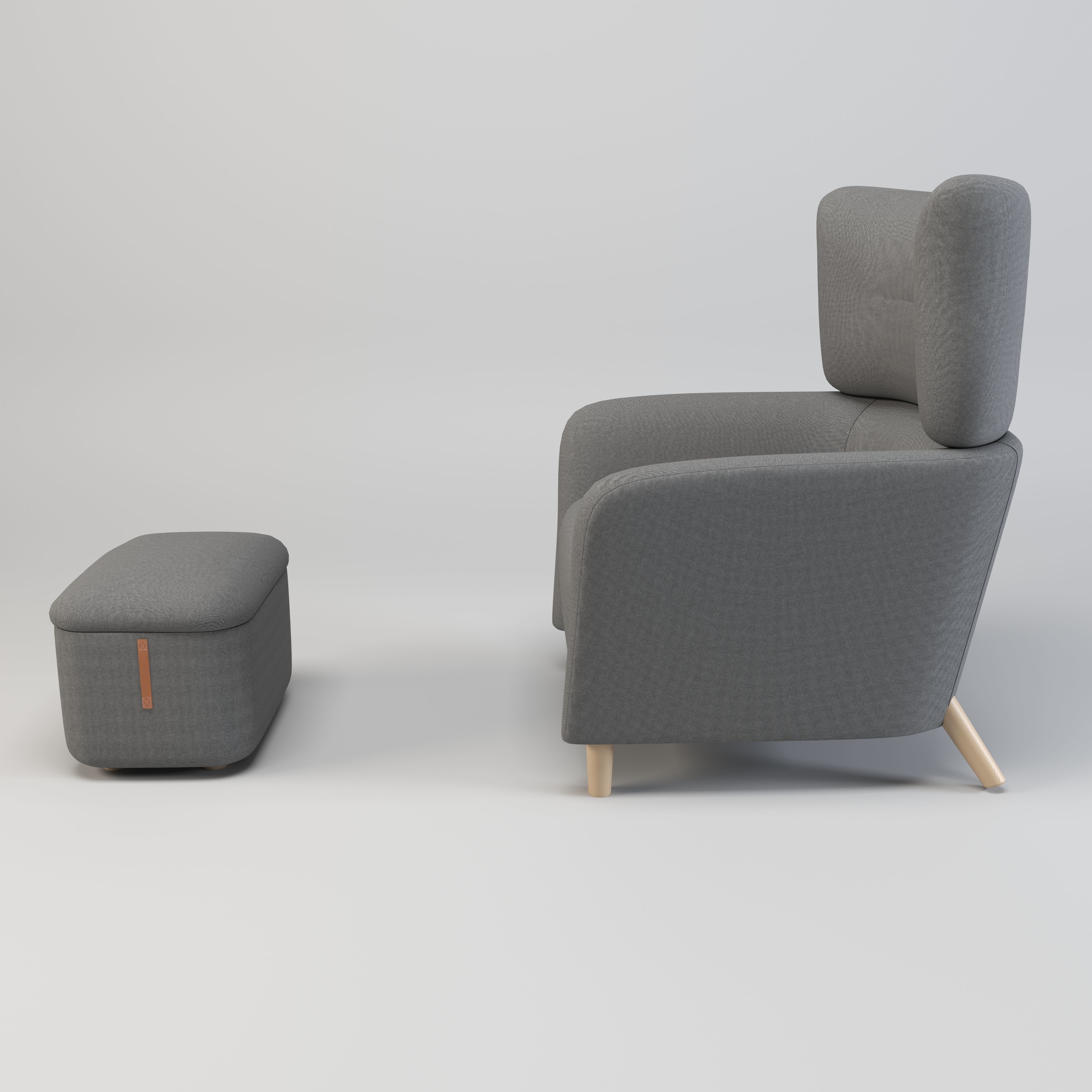 Fabric Armchair Low-poly 3D model_5