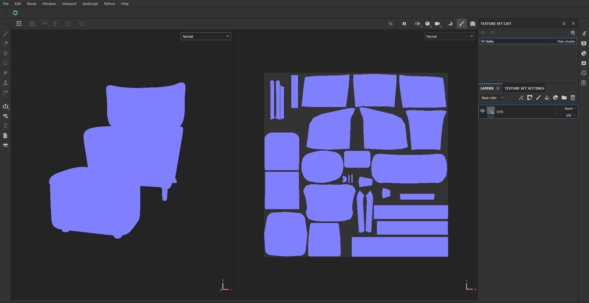 Fabric Armchair Low-poly 3D model_20
