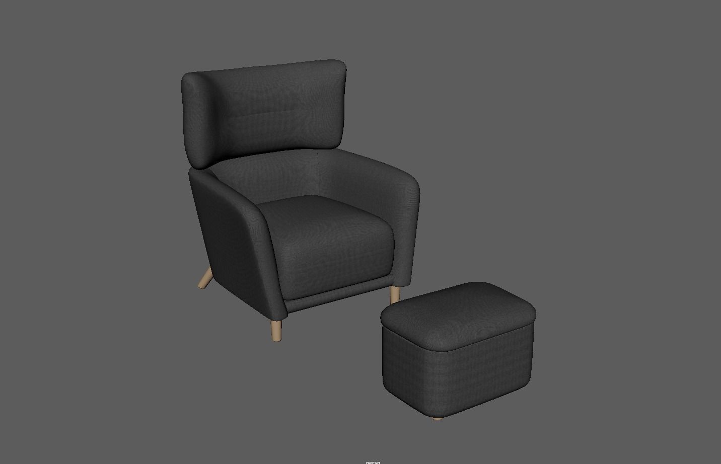 Fabric Armchair Low-poly 3D model_7