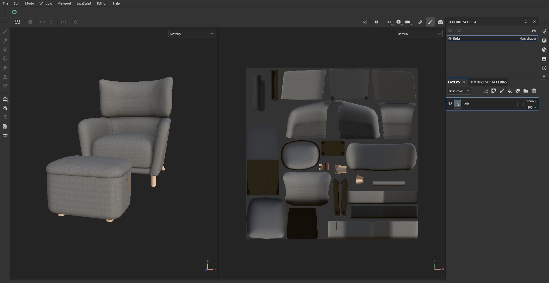 Fabric Armchair Low-poly 3D model_19