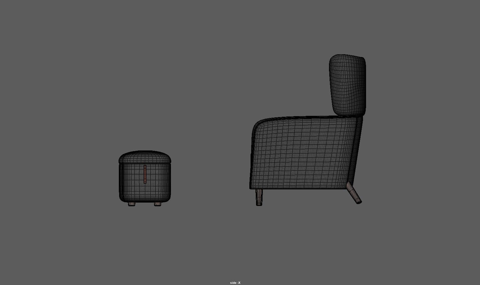 Fabric Armchair Low-poly 3D model_11