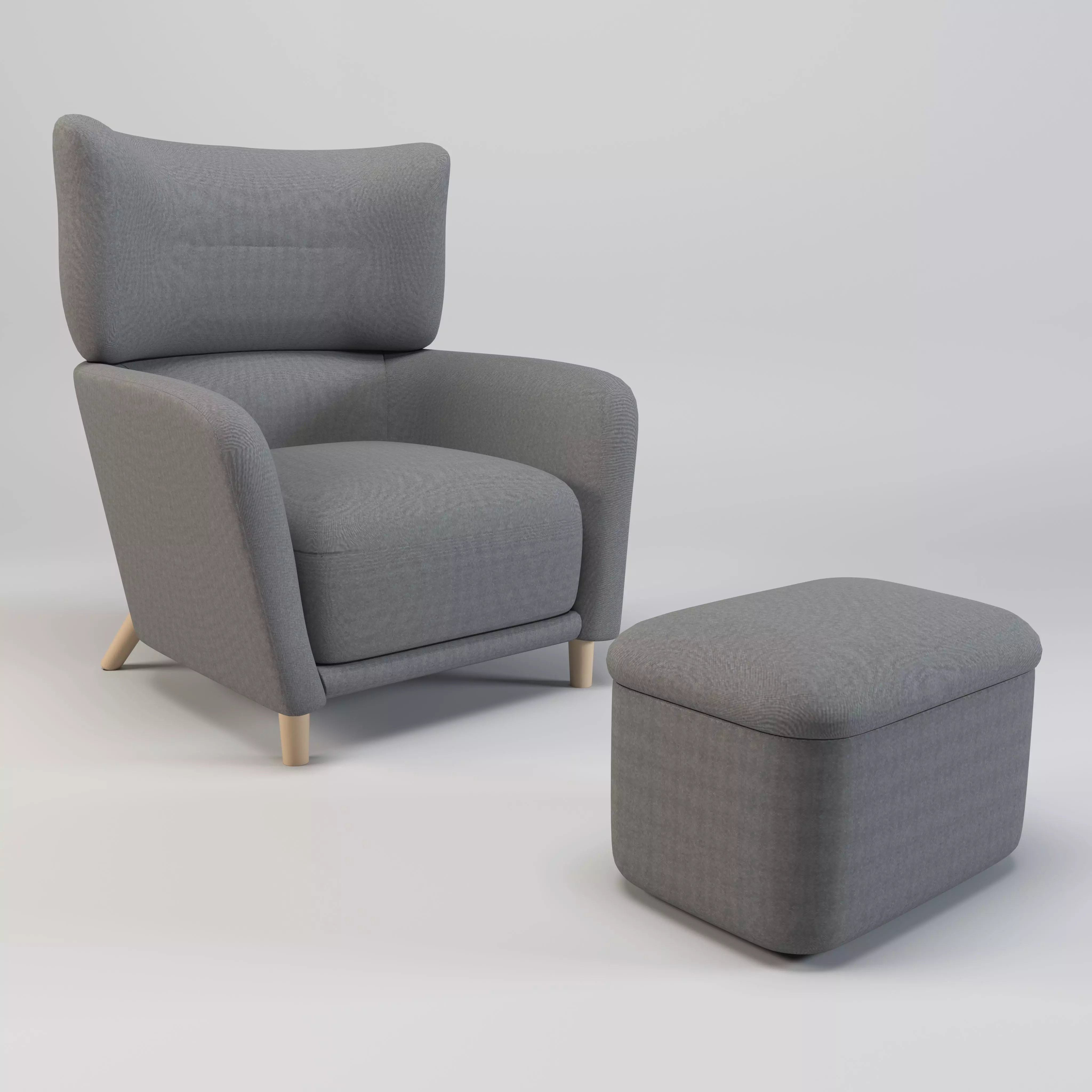 Fabric Armchair Low-poly 3D model_0