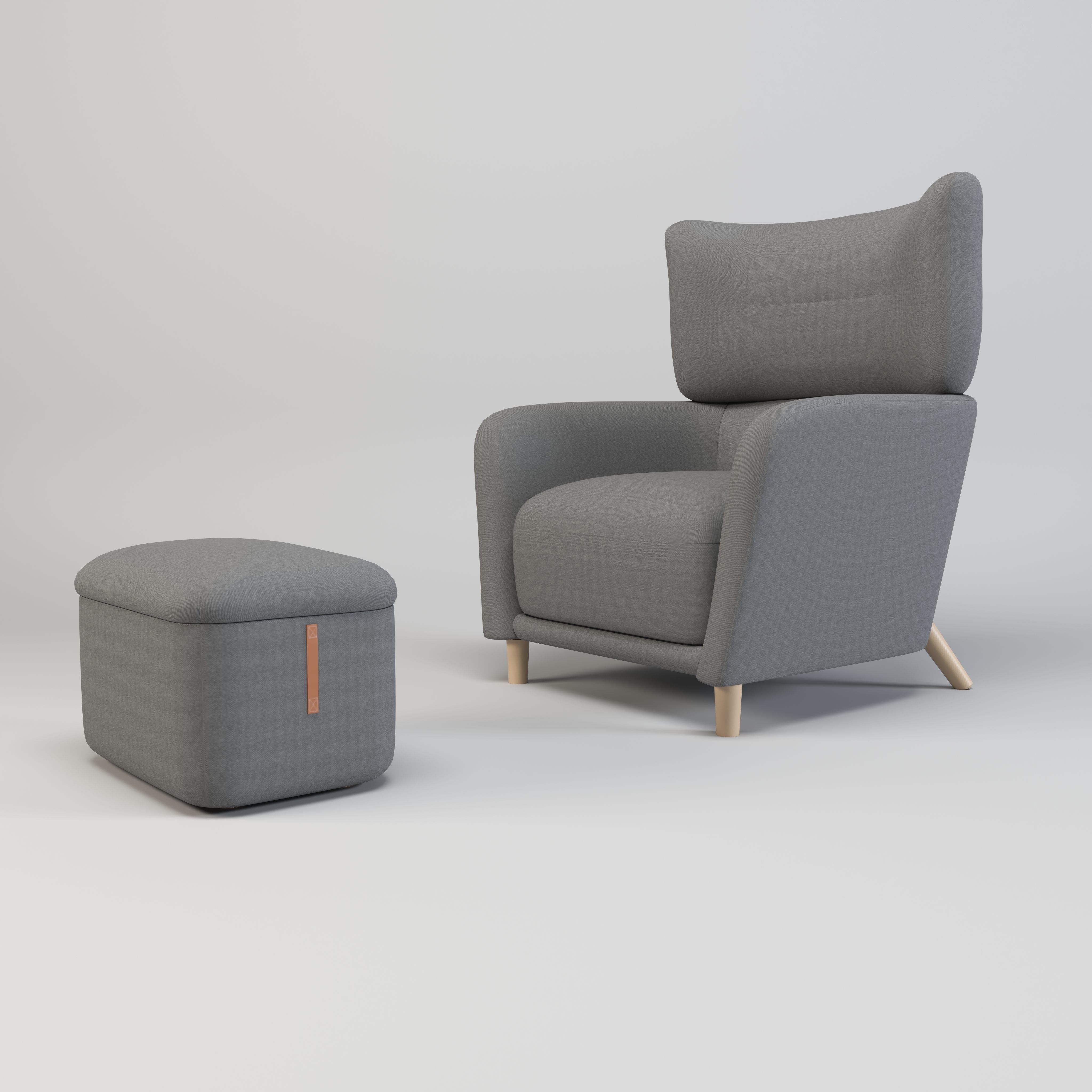 Fabric Armchair Low-poly 3D model_3