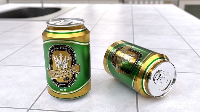 330 ml Standard Beverage Can - Matte and Glossy materials Low-poly 3D model 5