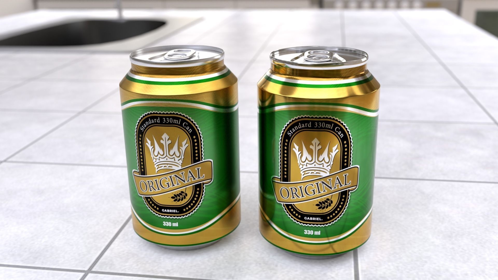 330 ml Standard Beverage Can - Matte and Glossy materials Low-poly 3D model_8