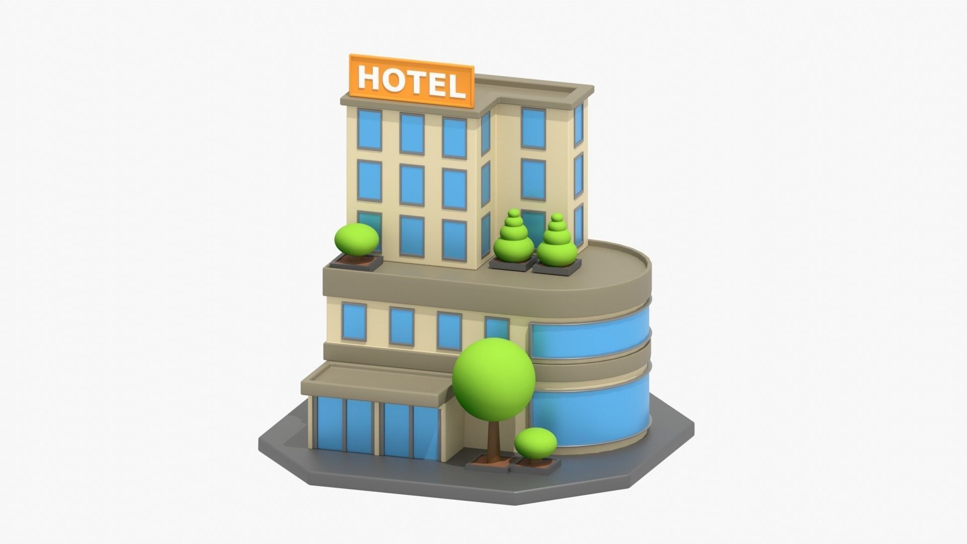 Hotel 3D Illustration 3D model_19