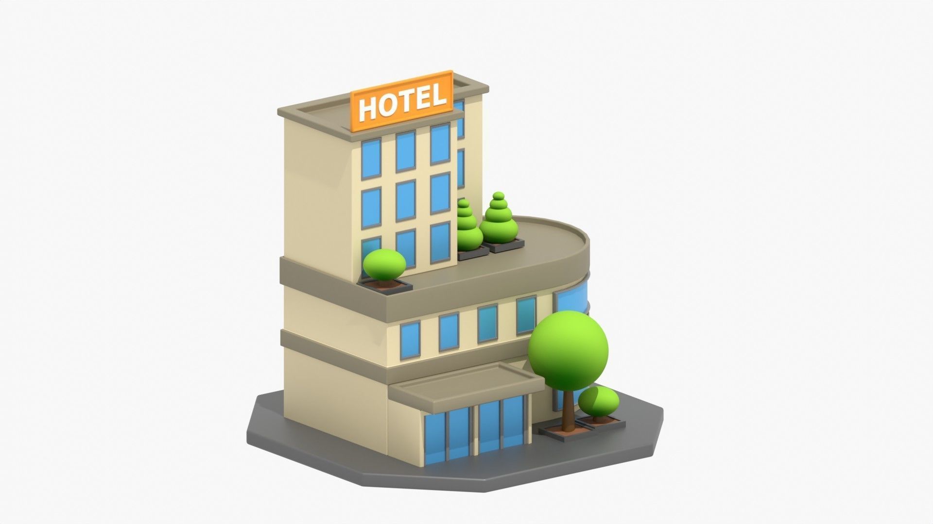 Hotel 3D Illustration 3D model_16