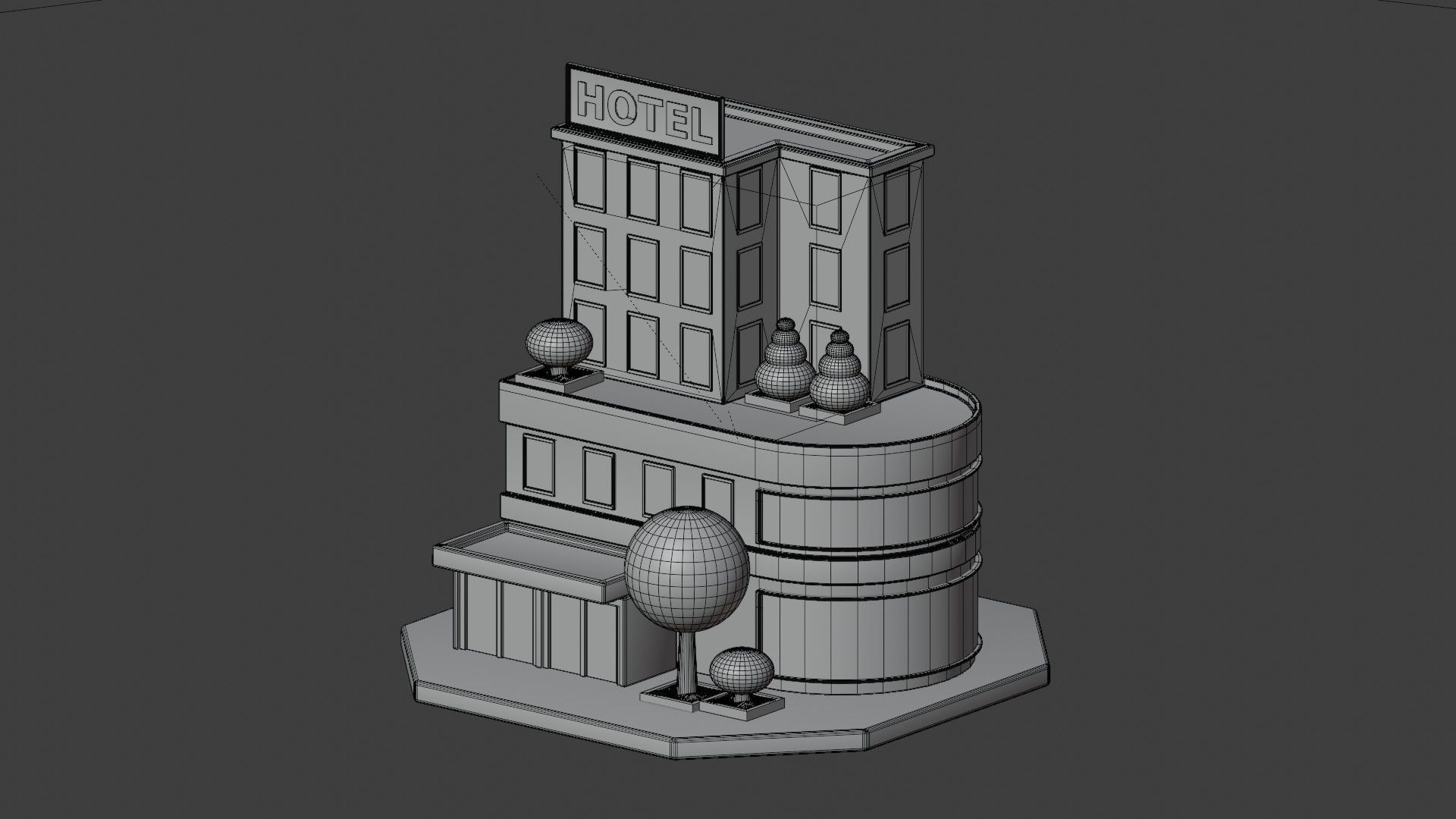Hotel 3D Illustration 3D model_1