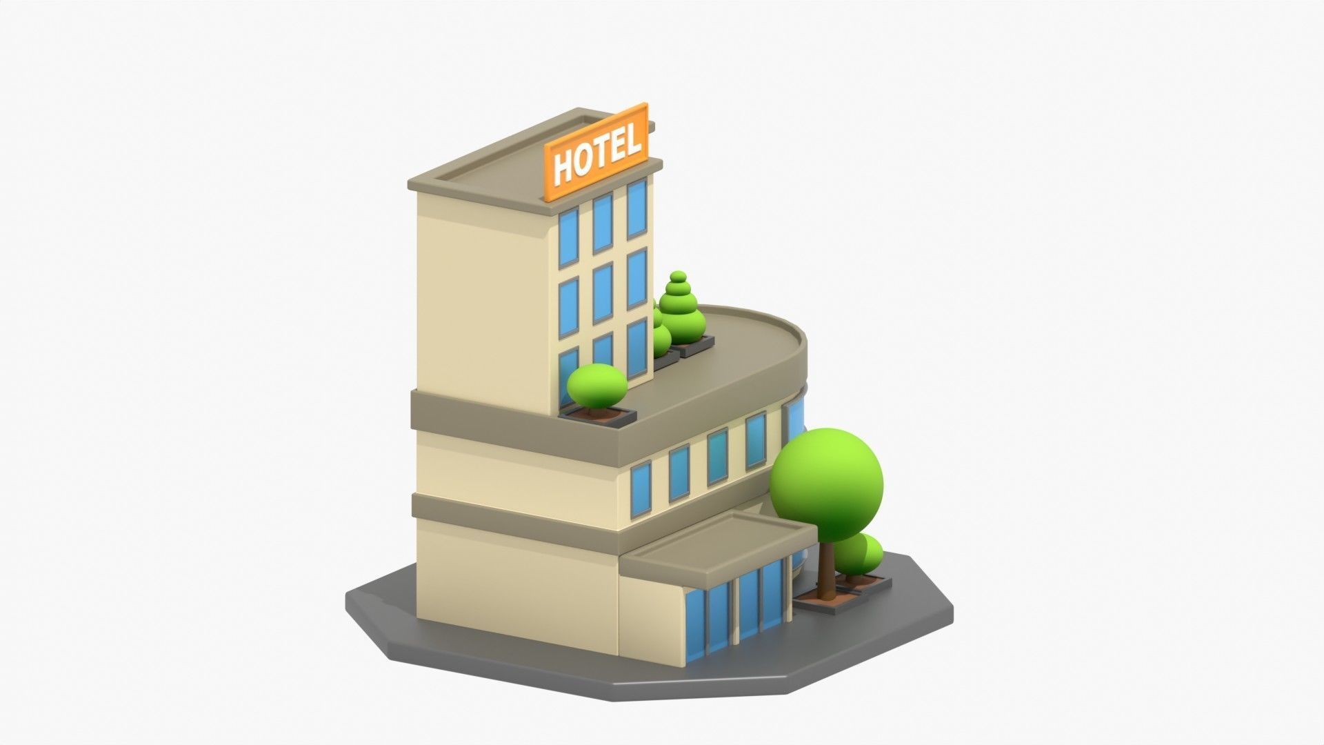 Hotel 3D Illustration 3D model_15