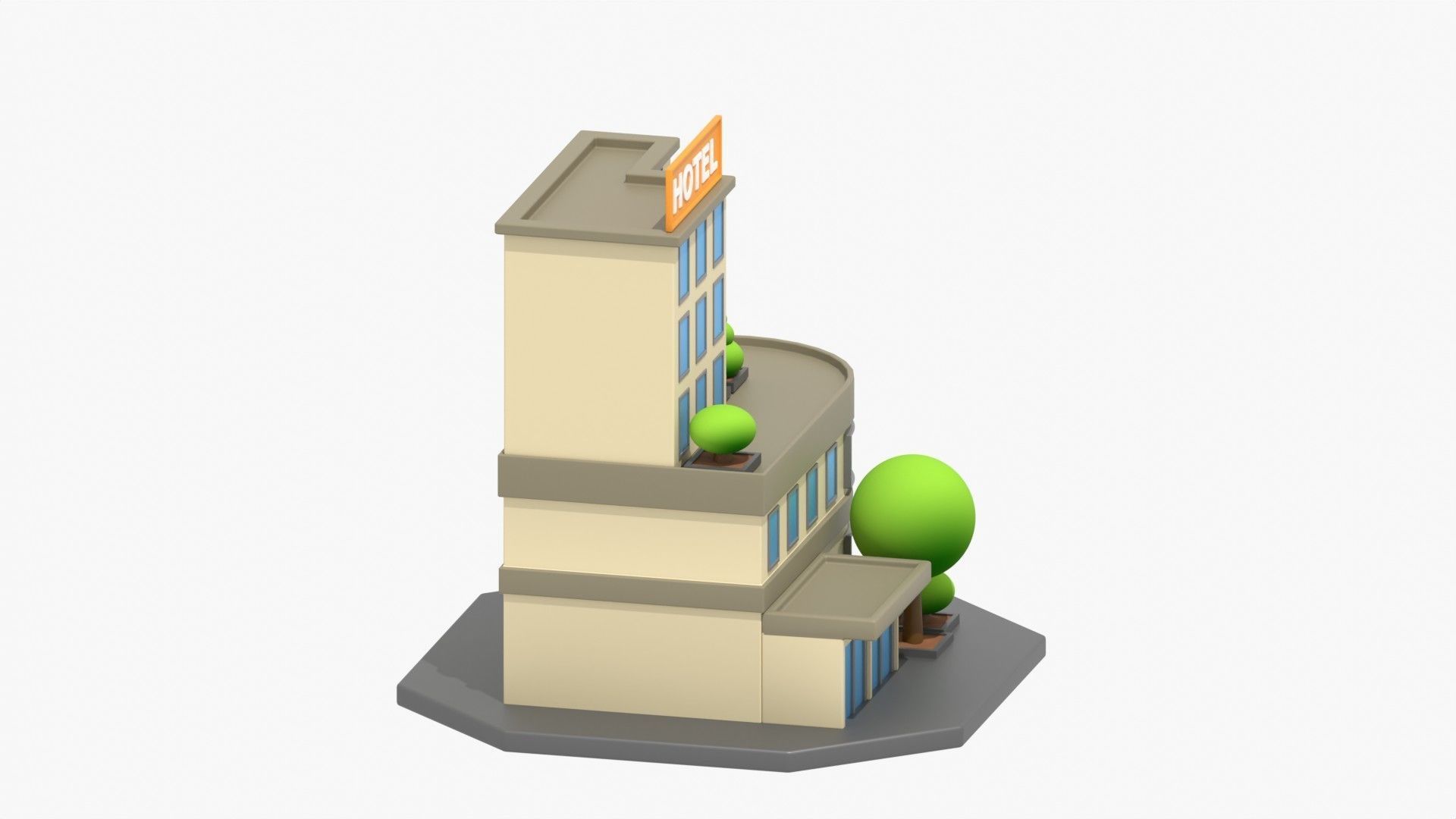 Hotel 3D Illustration 3D model_14