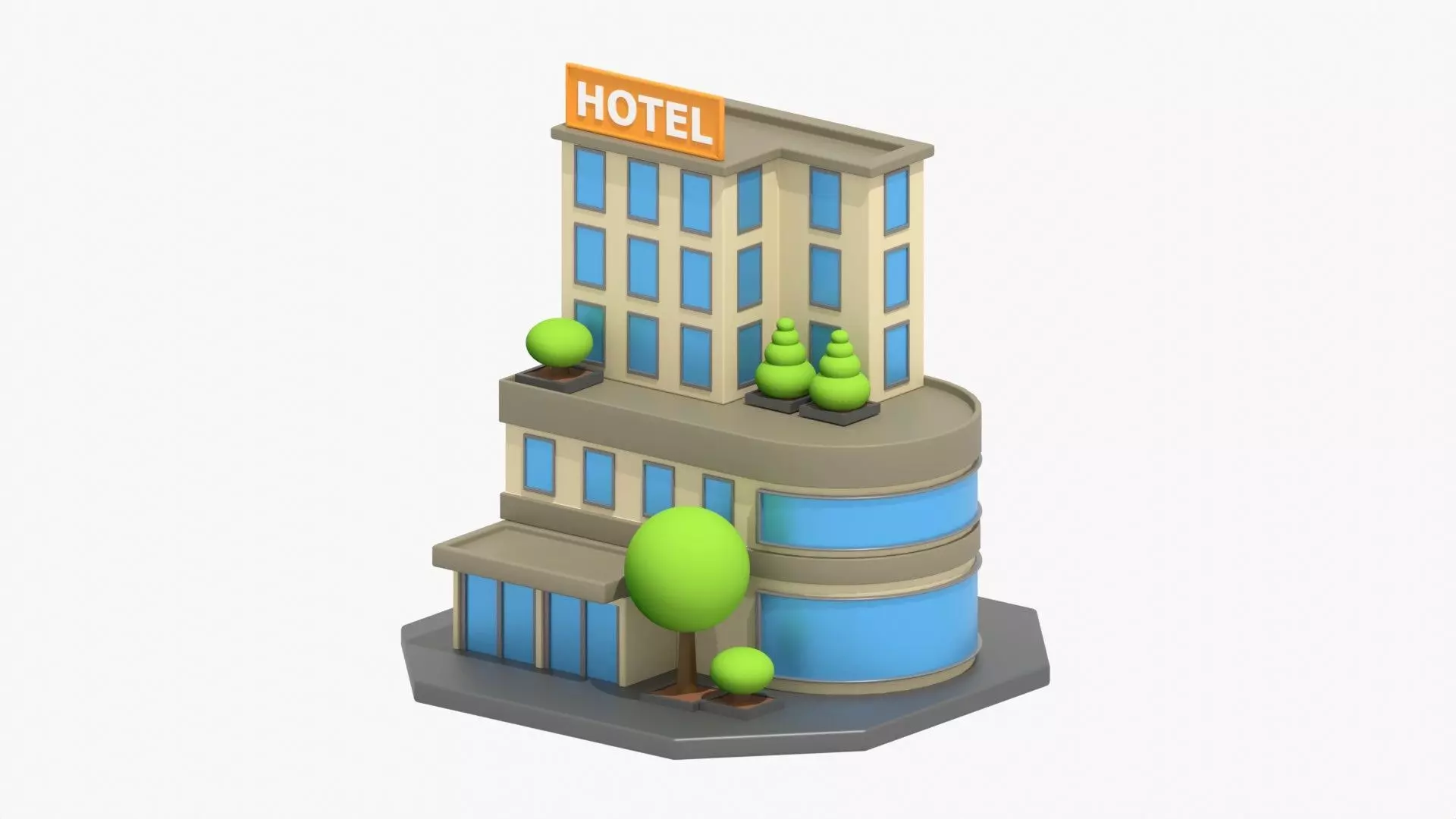 Hotel 3D Illustration 3D model_0