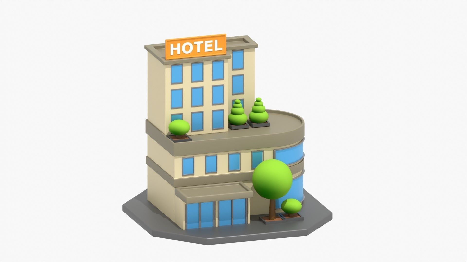 Hotel 3D Illustration 3D model_17