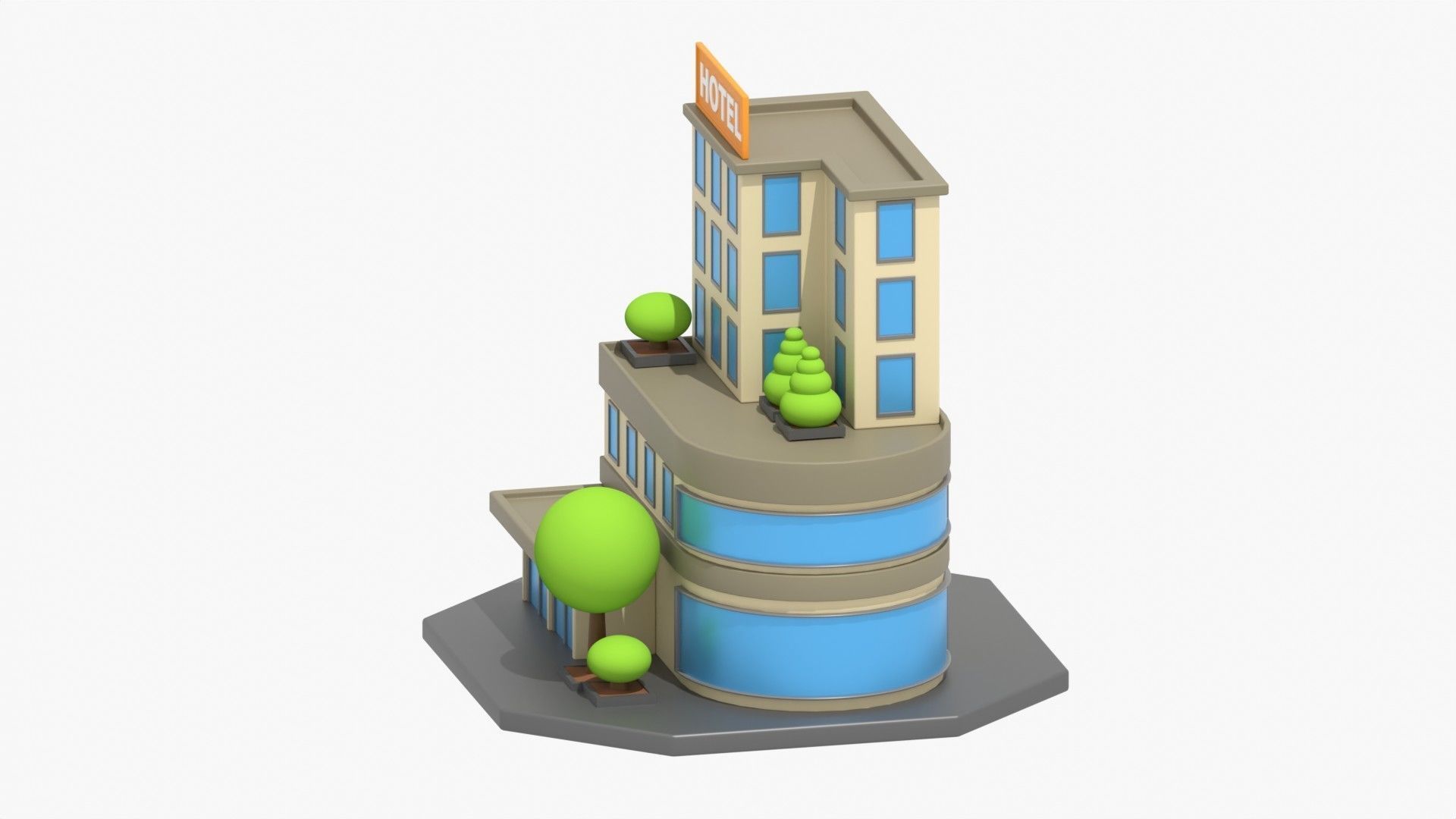 Hotel 3D Illustration 3D model_3