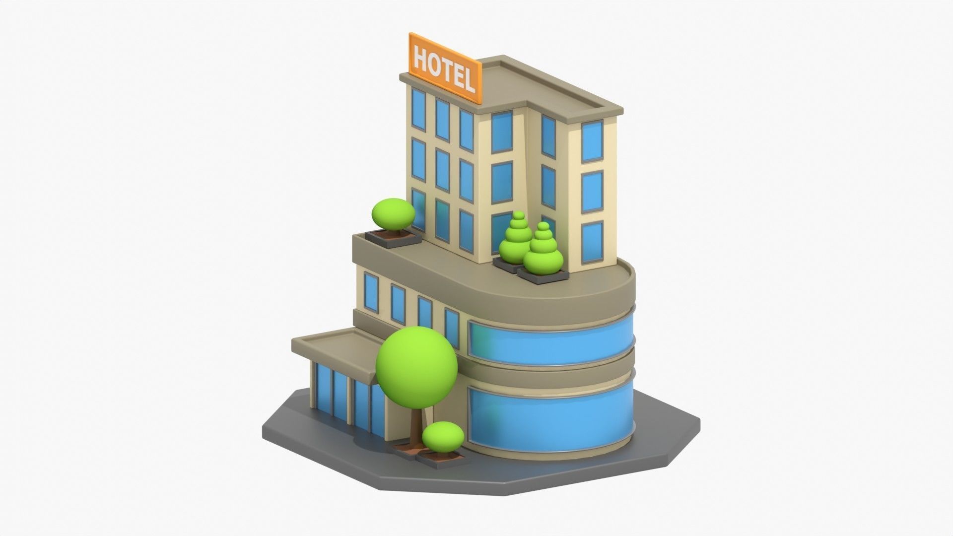 Hotel 3D Illustration 3D model_2