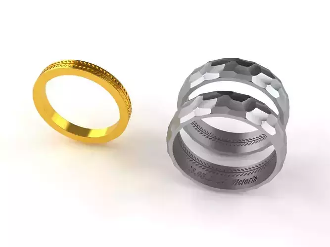 Ear of Wheat  Hammered Wedding Bands