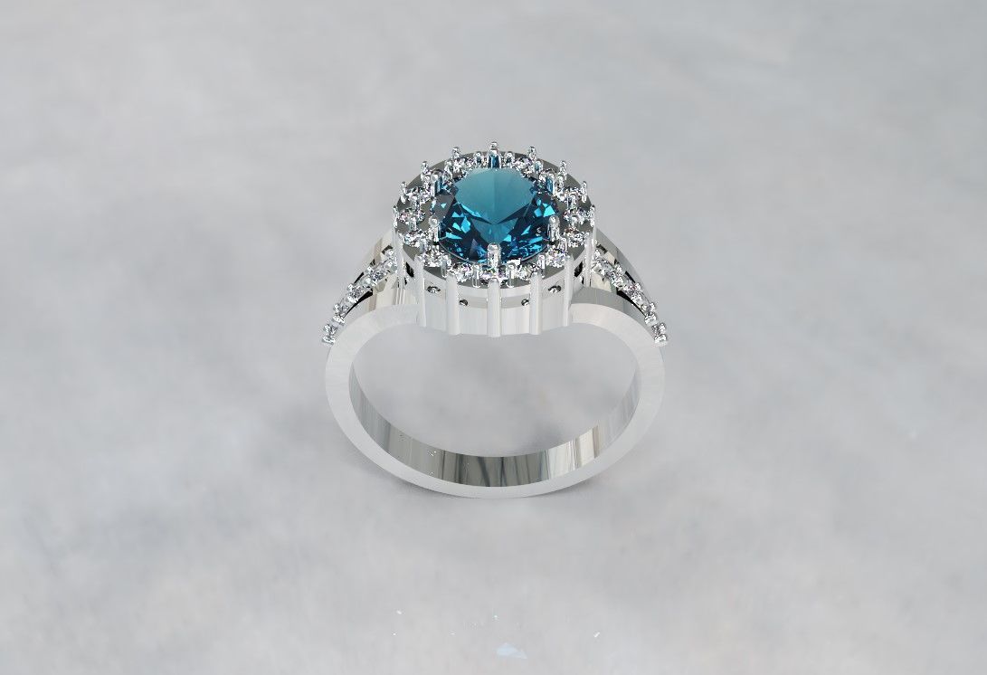Diamond engagement ring 3D print model_1