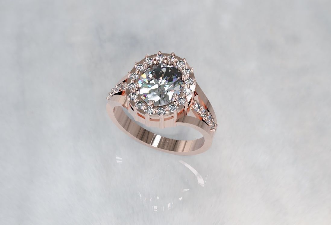Diamond engagement ring 3D print model_2