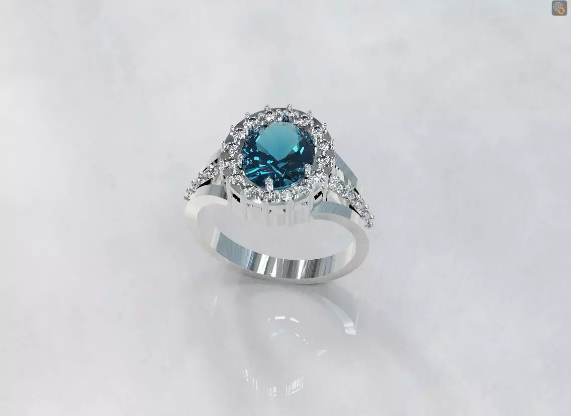 Diamond engagement ring 3D print model_0