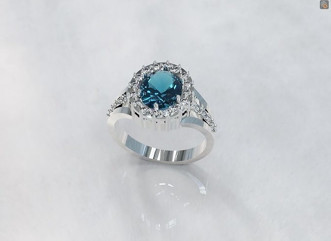 Diamond engagement ring 3D print model