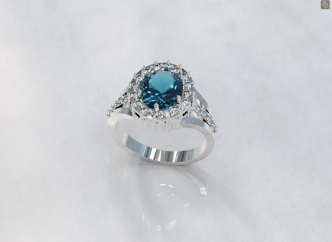 Diamond engagement ring 3D print model_6