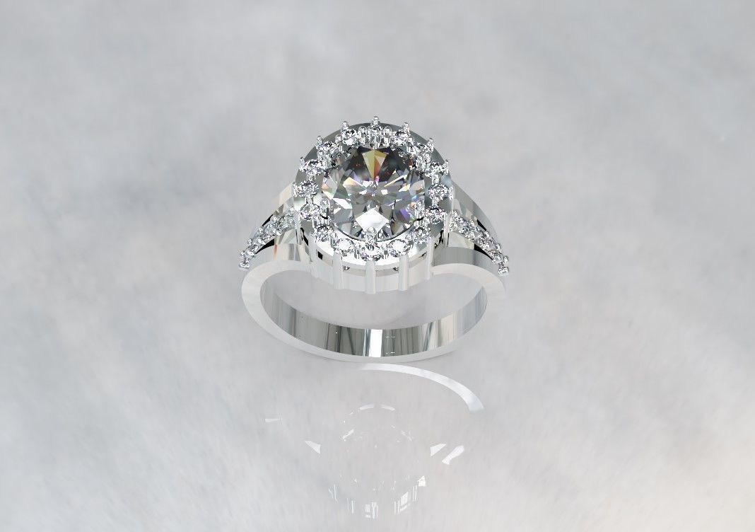 Diamond engagement ring 3D print model_3