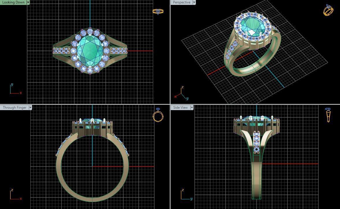 Diamond engagement ring 3D print model_5