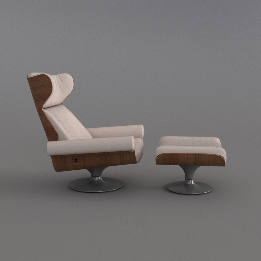 ARMCHAIR WITH STOOL 3D model_3