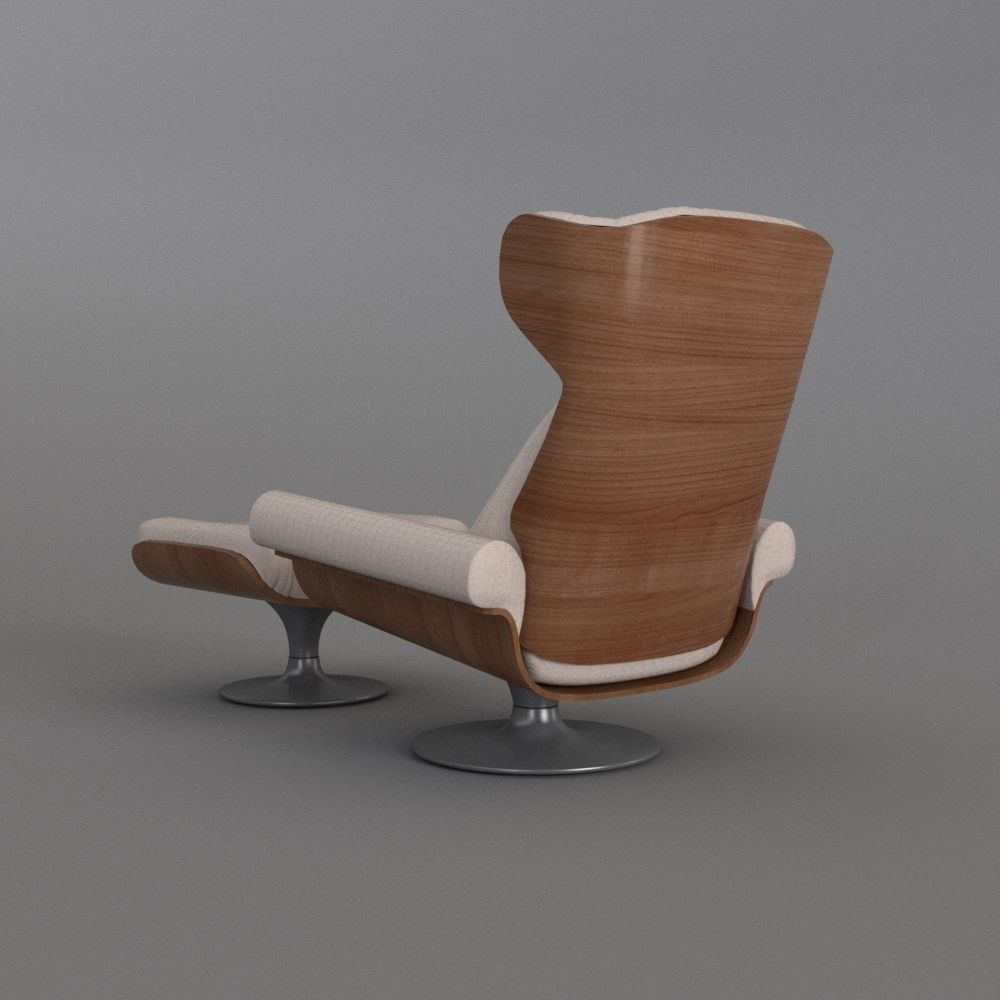 ARMCHAIR WITH STOOL 3D model_1
