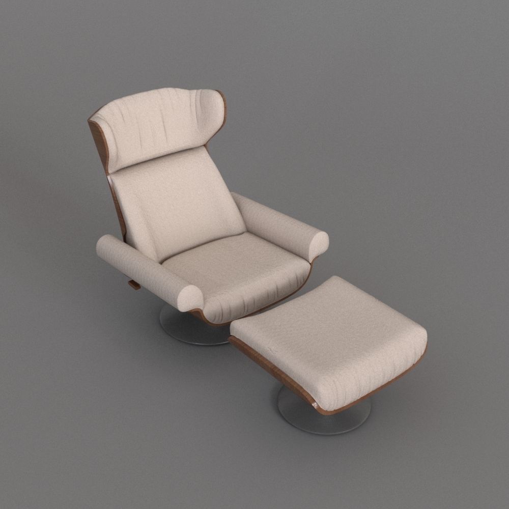 ARMCHAIR WITH STOOL 3D model_2