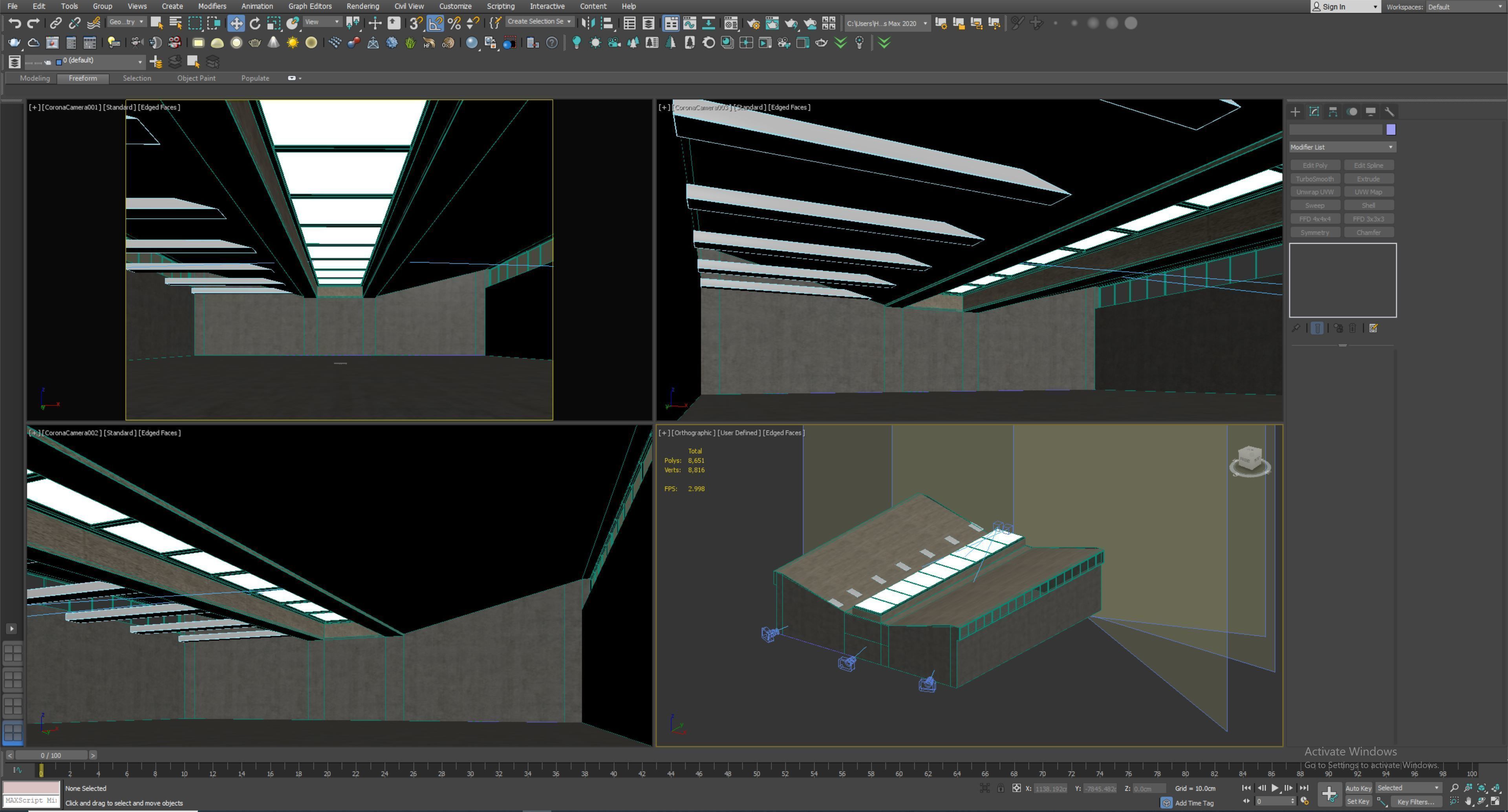 Low poly interior hangar Low-poly 3D model_3