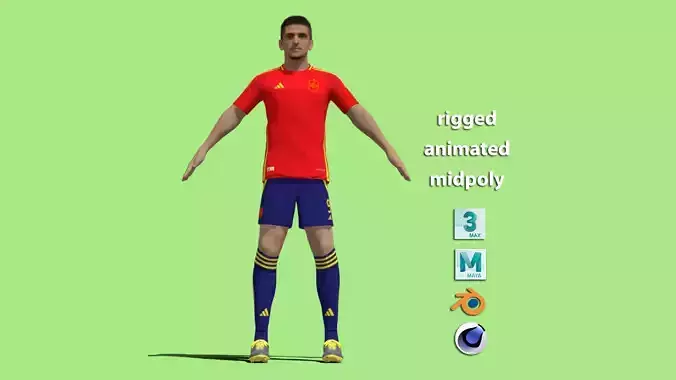 T-Pose Rigged Gerard Moreno Spain Euro 2024