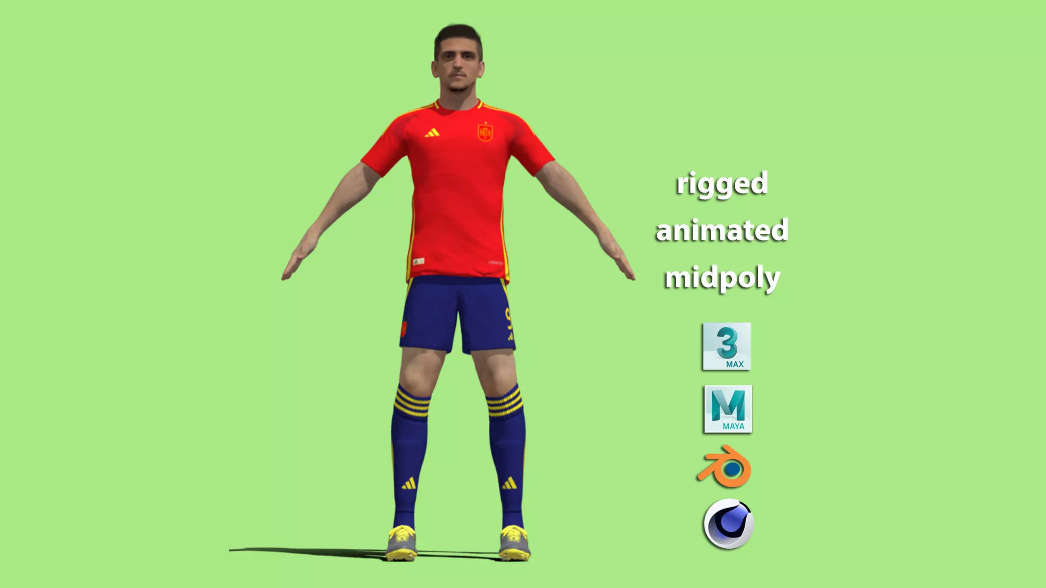 T-Pose Rigged Gerard Moreno Spain Euro 2024 3D model