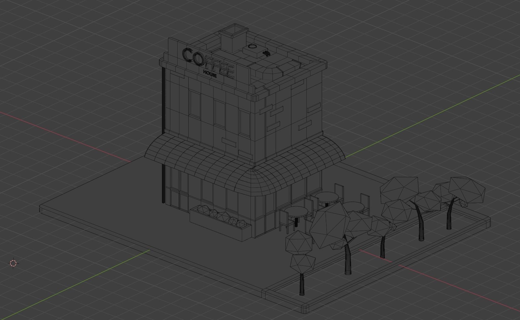 Coffee Shop Cafe Isometric Low-poly 3D model Low-poly 3D model_7