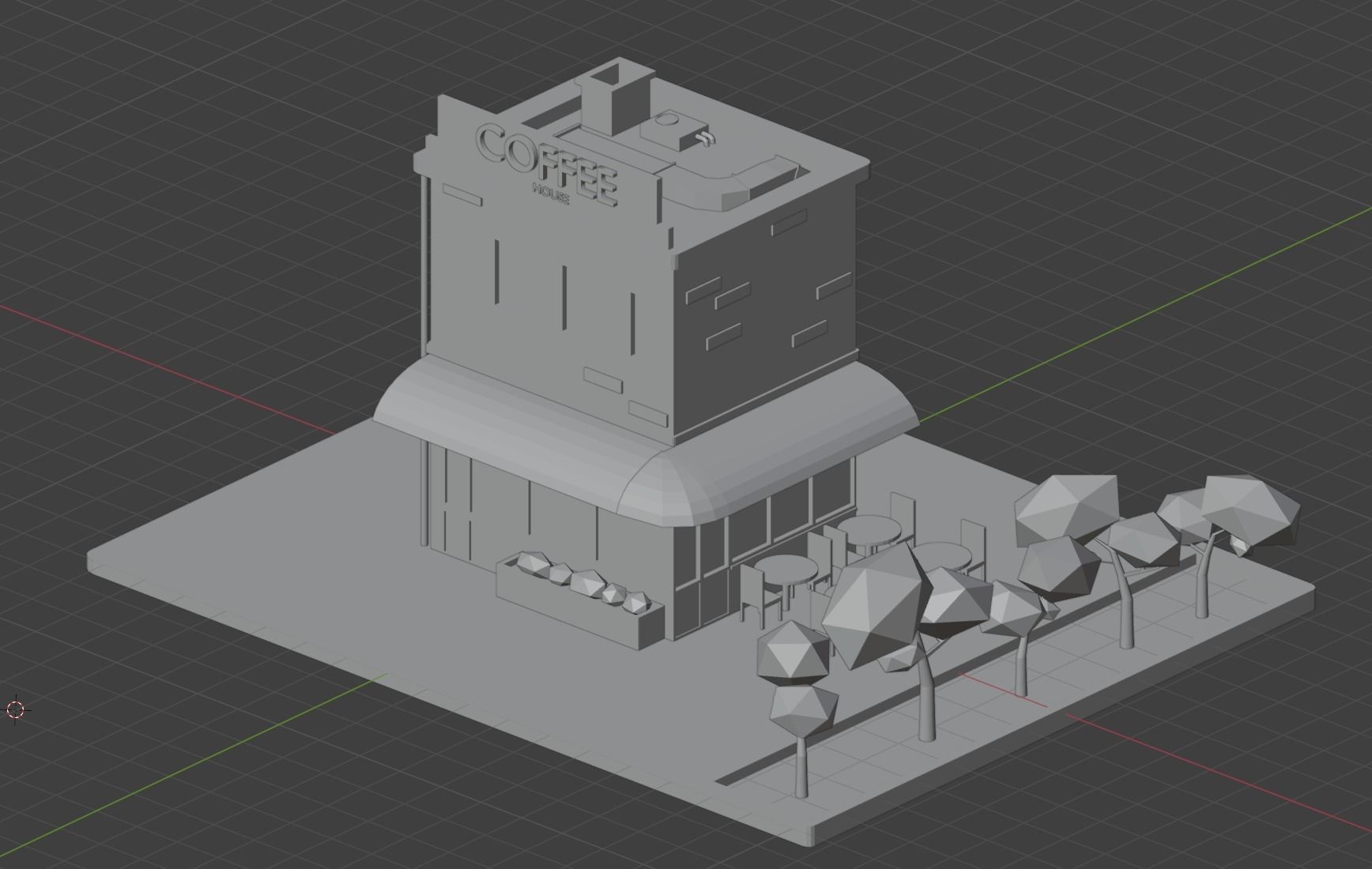 Coffee Shop Cafe Isometric Low-poly 3D model Low-poly 3D model_6