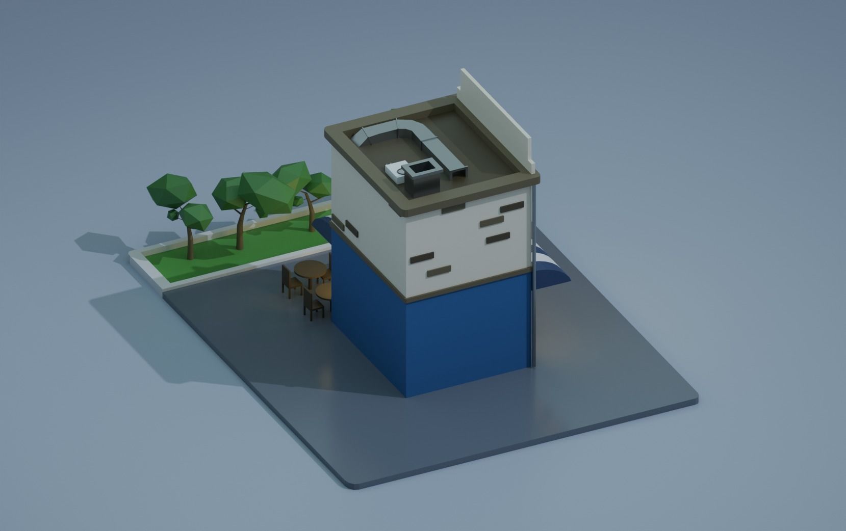 Coffee Shop Cafe Isometric Low-poly 3D model Low-poly 3D model_2