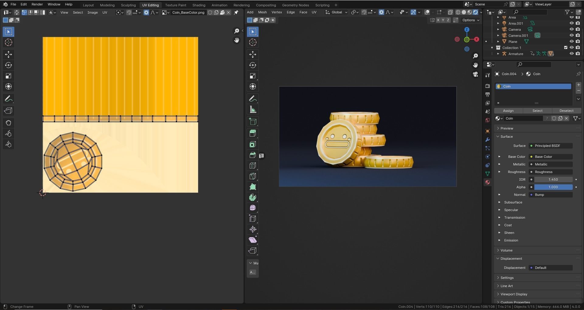 Low poly - Stylized Game Items - Coin Stack Low-poly 3D model_7