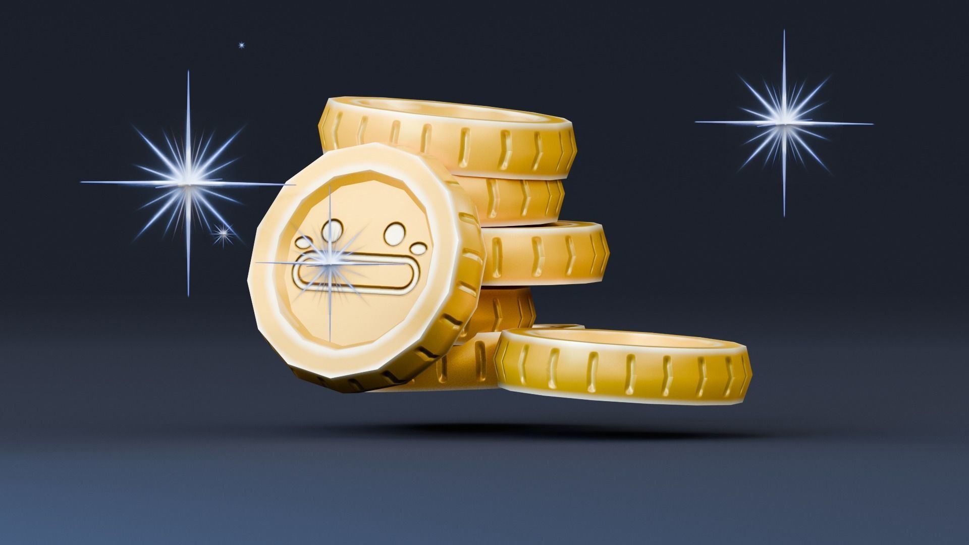 Low poly - Stylized Game Items - Coin Stack Low-poly 3D model_2