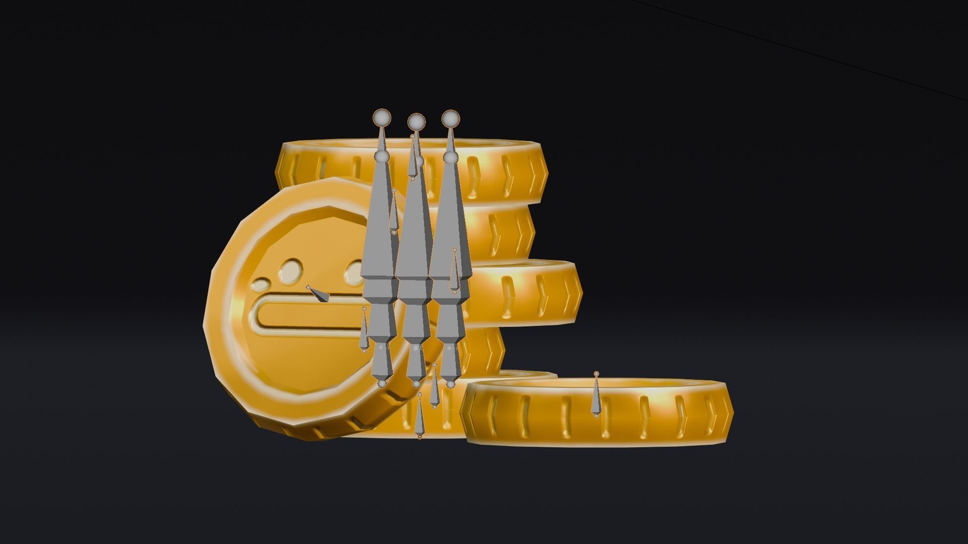 Low poly - Stylized Game Items - Coin Stack Low-poly 3D model_8