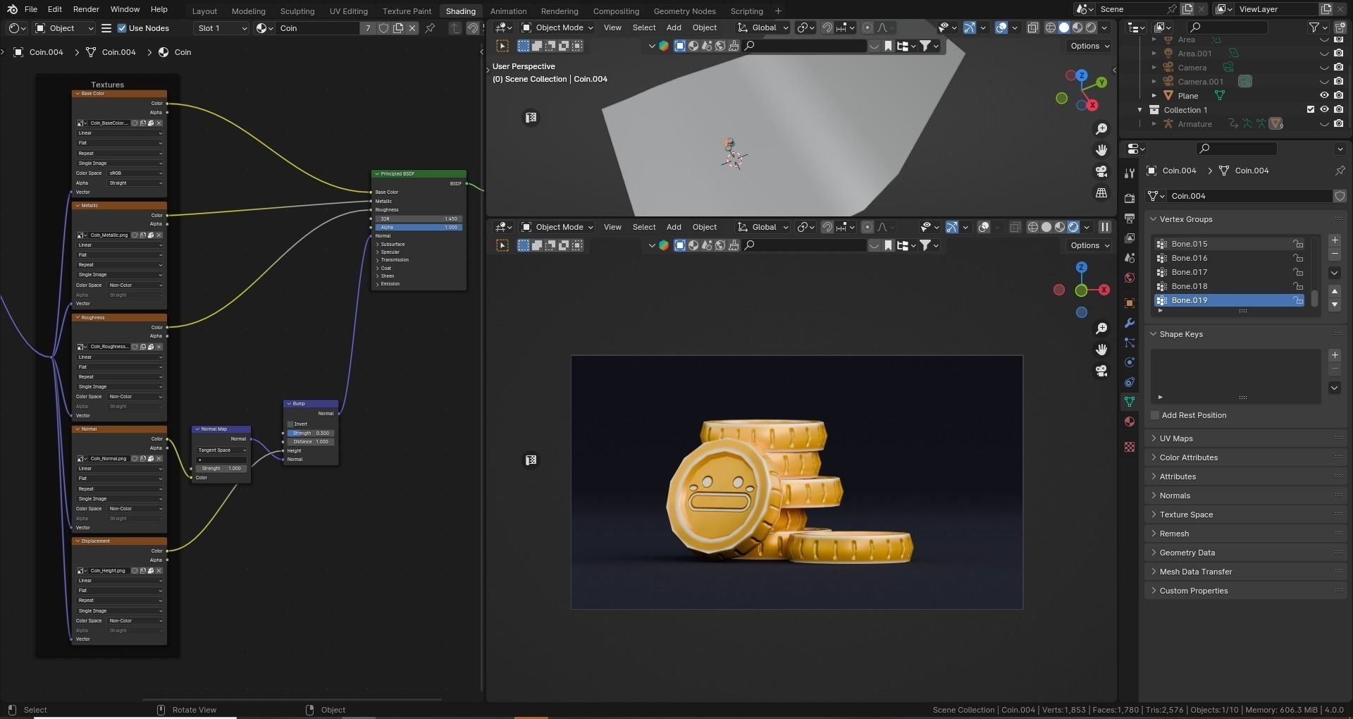 Low poly - Stylized Game Items - Coin Stack Low-poly 3D model_6