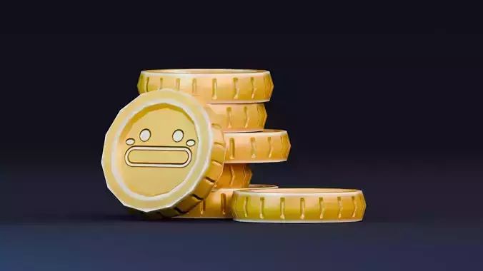 Low poly - Stylized Game Items - Coin Stack Low-poly 3D model