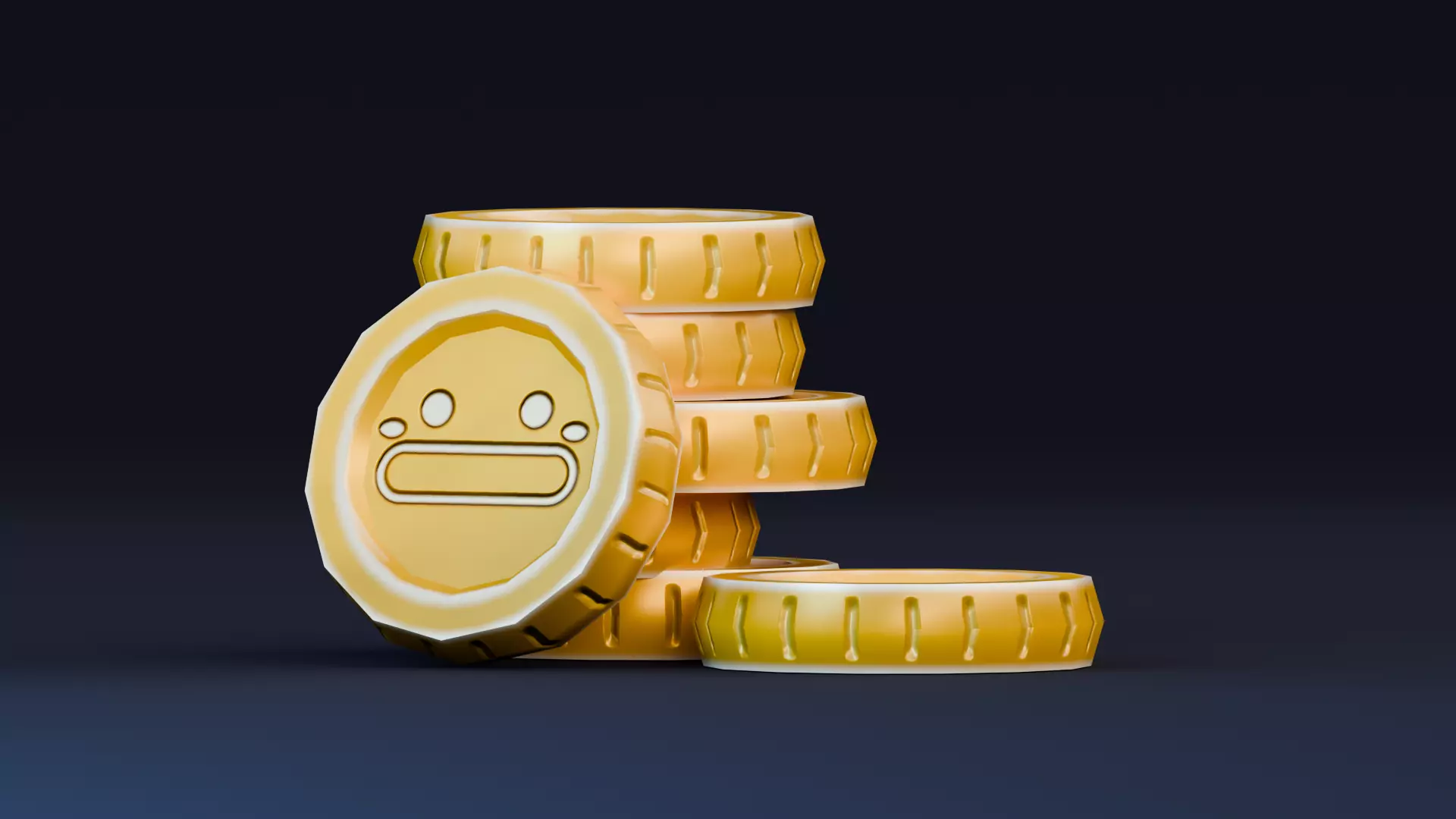 Low poly - Stylized Game Items - Coin Stack Low-poly 3D model_0