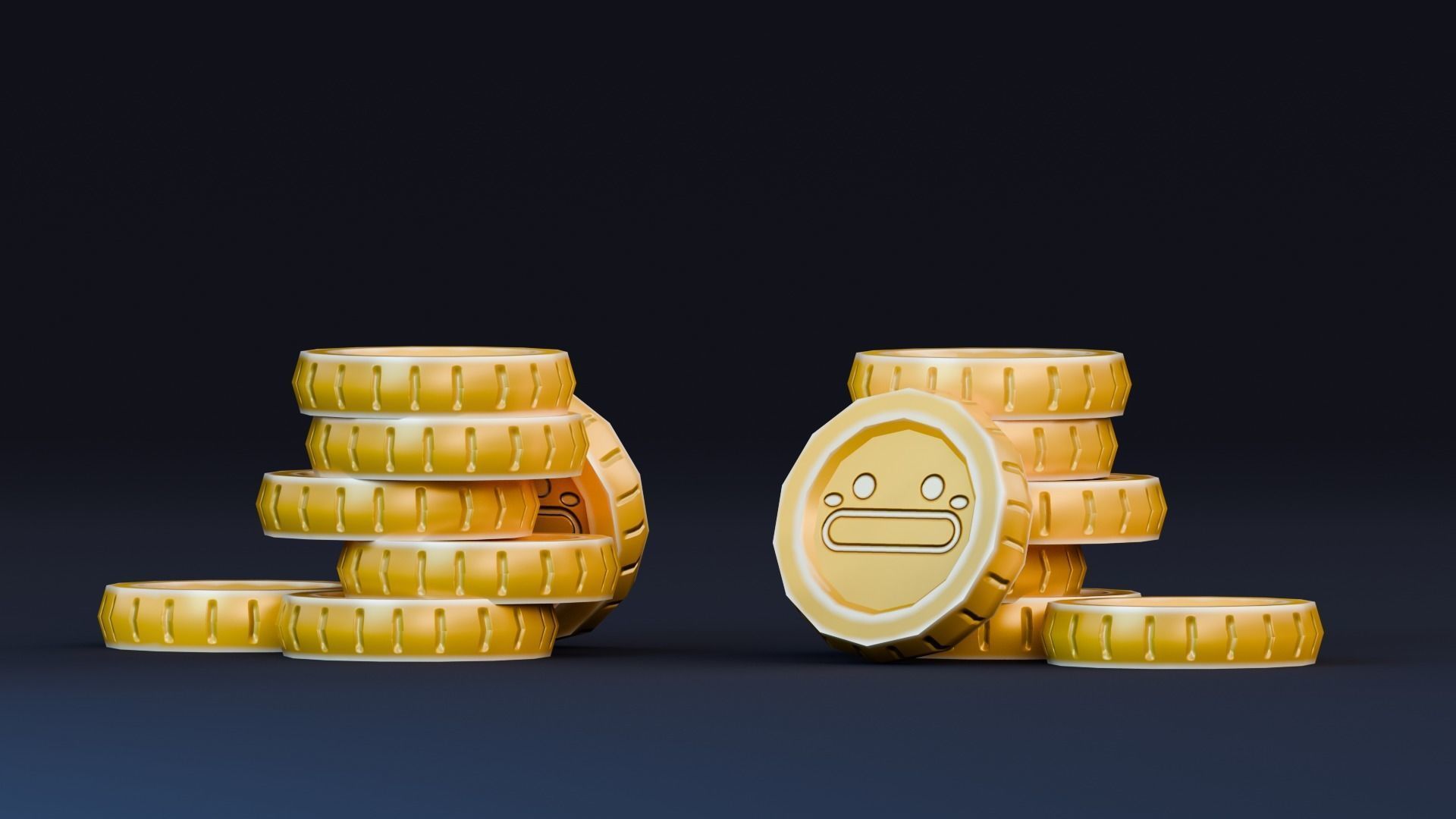 Low poly - Stylized Game Items - Coin Stack Low-poly 3D model_1
