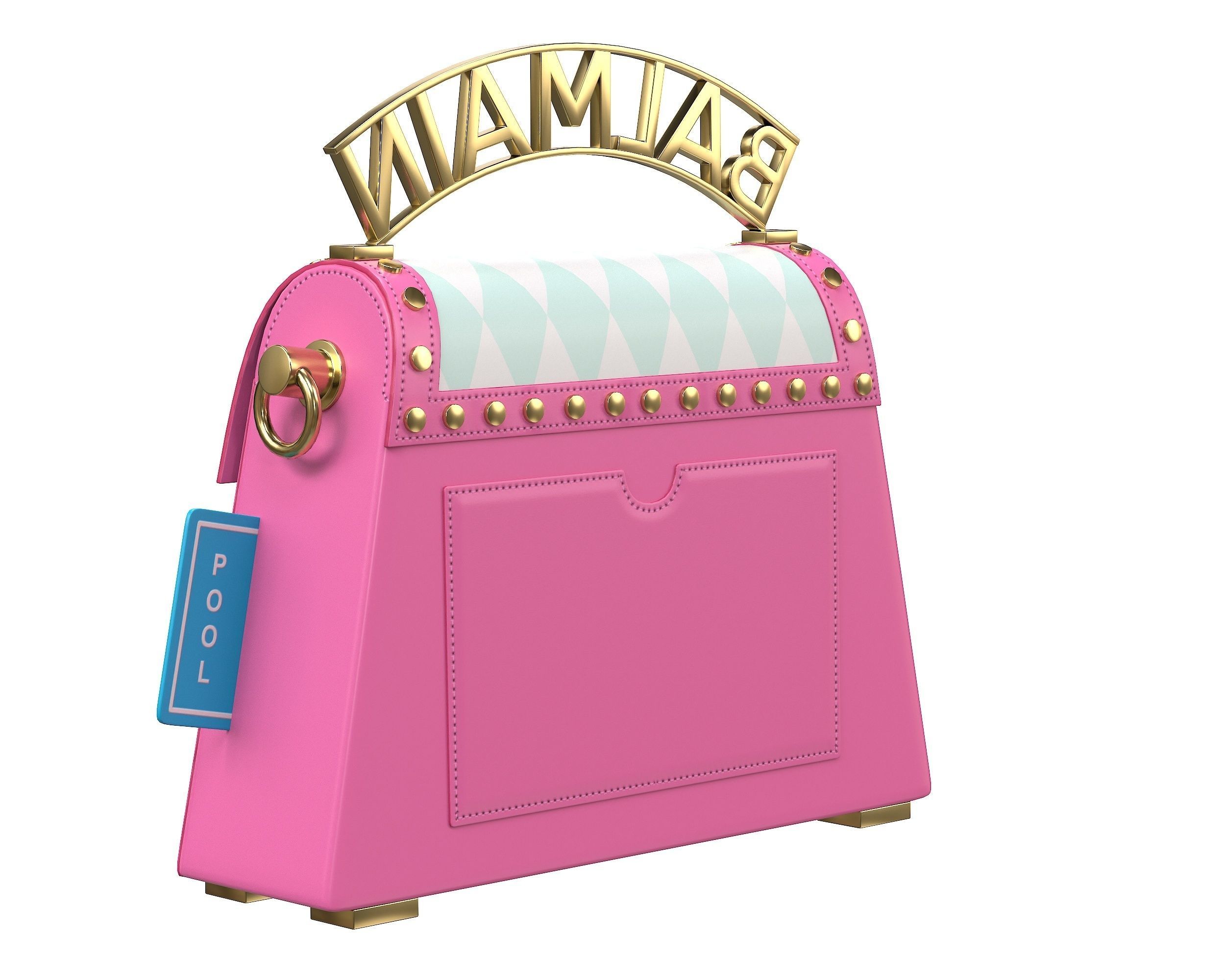 Balmain B-Buzz Dynasty Small Bag Pink Low-poly 3D model_3