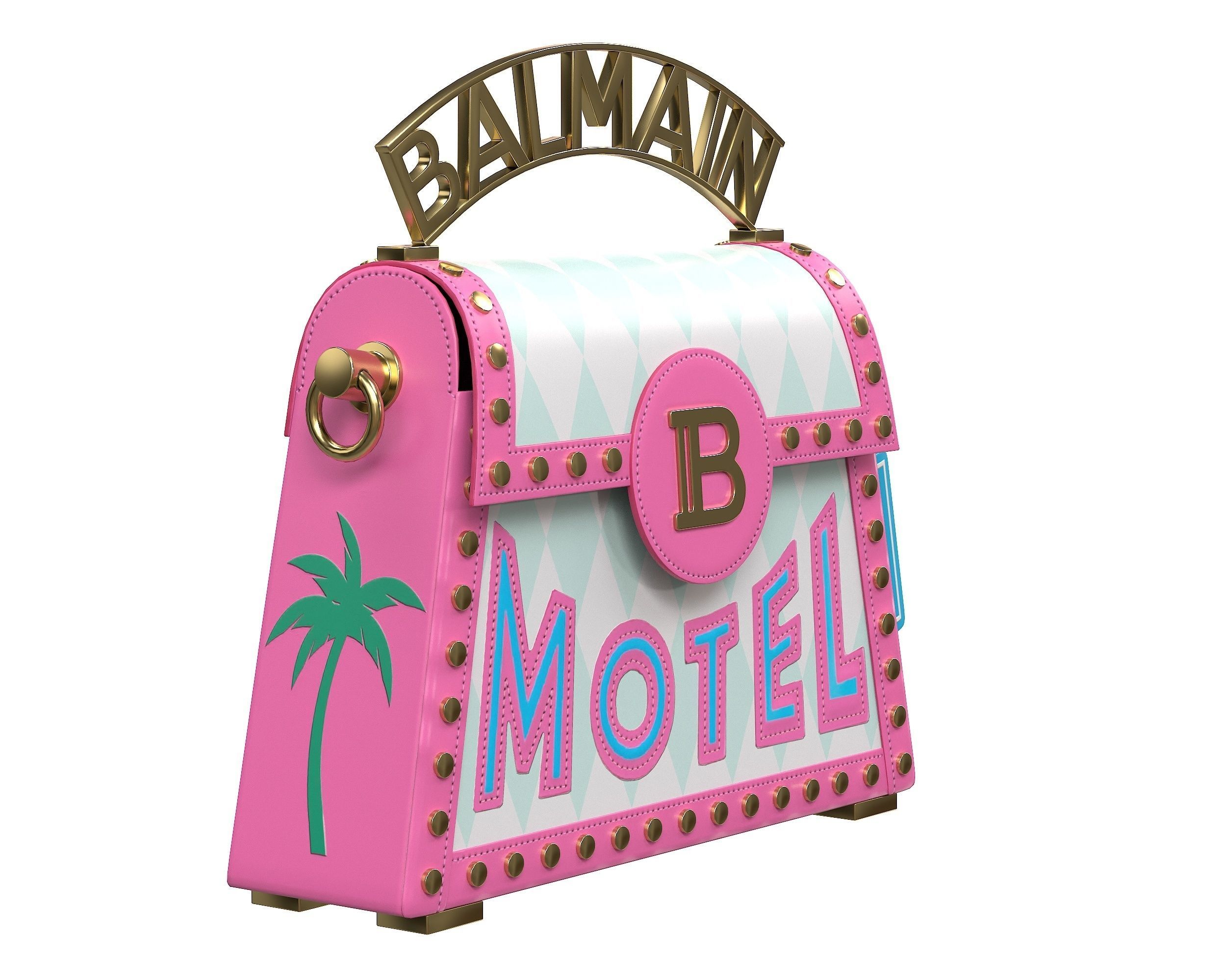 Balmain B-Buzz Dynasty Small Bag Pink Low-poly 3D model_1